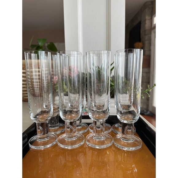 Set Of 4 Clear Glass ROSENTHAL STUDIO Champagne Flutes Champagne Crystal Glasses - Picture 3 of 5